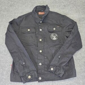 Denim Shirt Jacket Black Motorcycle German Patchwork Emo Punk